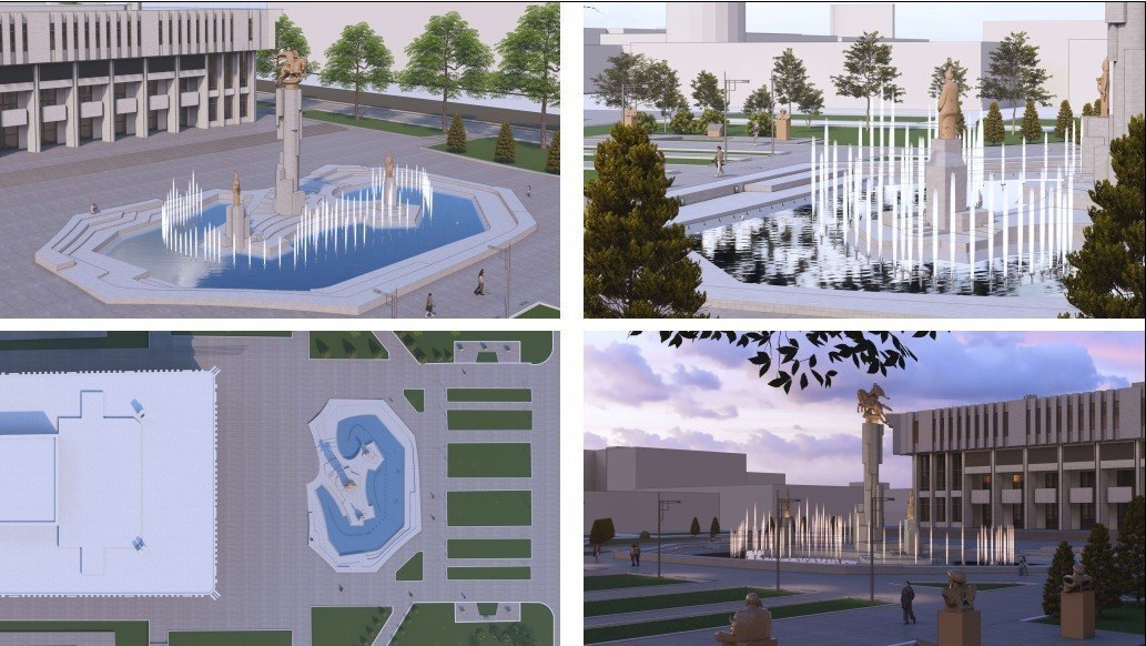 В Бишкеке убирают фонтаны у филармонии, вместо них появятся новые