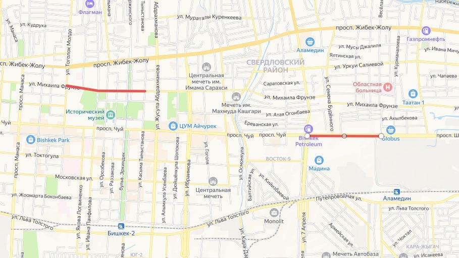 В Бишкеке перекроют отрезки двух основных улиц